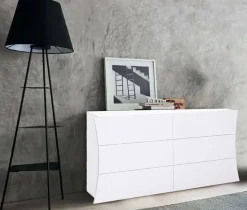 Cassettiera moderna bianca lucida 155x82h cm - Albelaziz