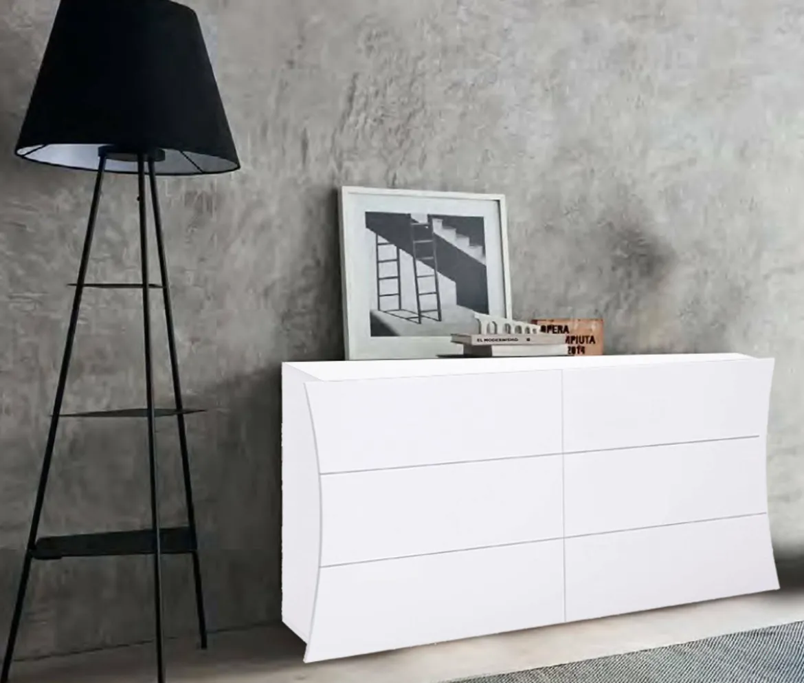 Cassettiera moderna bianca lucida 155x82h cm - Albelaziz