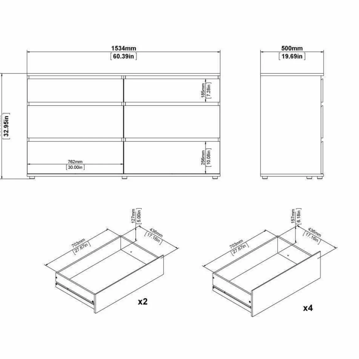 Cassettiera moderna bianca 40x106h cm - Abelarda