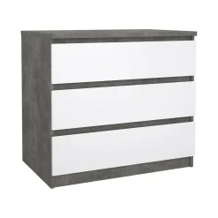 Cassettiera moderna cemento e bianca lucida 77x70h cm - Artic