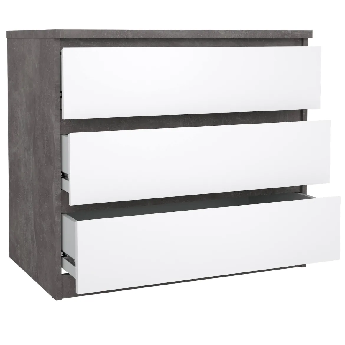 Cassettiera moderna cemento e bianca lucida 77x70h cm - Artic