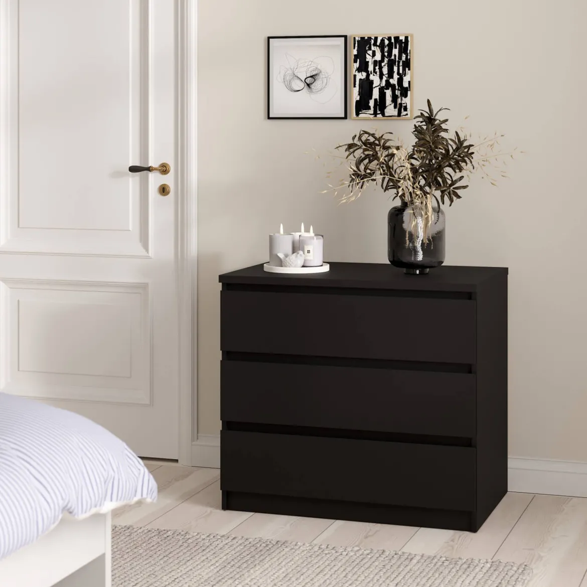 Cassettiera moderna nera 77x68h cm - Kajiki
