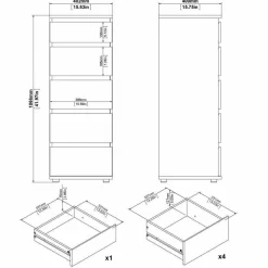 Cassettiera moderna quercia 40x106h cm - Abelarda