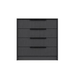 Cassettiera Nero Antracite 4 Cassetti Apertura Scorrevole 45x72x77h cm, Chiusura Scorrevole - Jebi