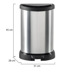 Cestino rifiuti con pedale cilindrico 40L 31x35x70h cm argento e nero - Renfrew