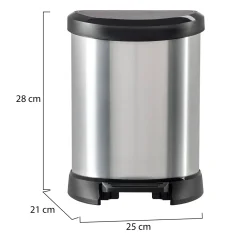 Cestino rifiuti con pedale cilindrico 5L 25x21x28h cm argento e nero - Renfrew