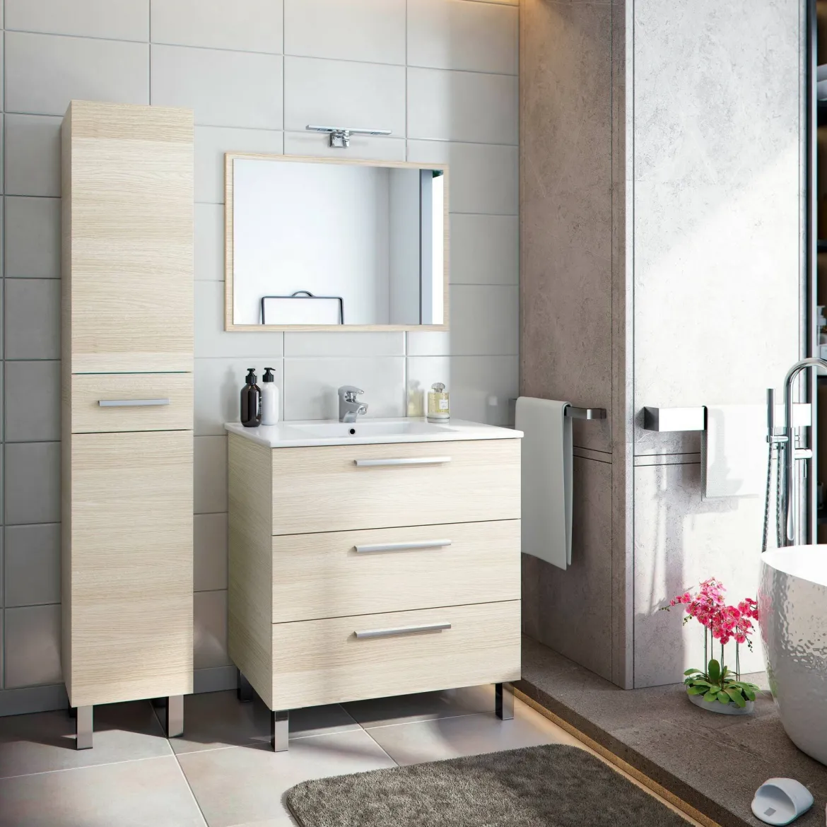 Colonna 2 ante minimal 35x182h cm rovere - Alka