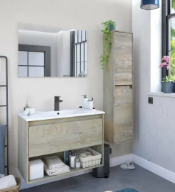 Colonna bagno sospesa 2 ante 30x140h cm rovere - Aladin