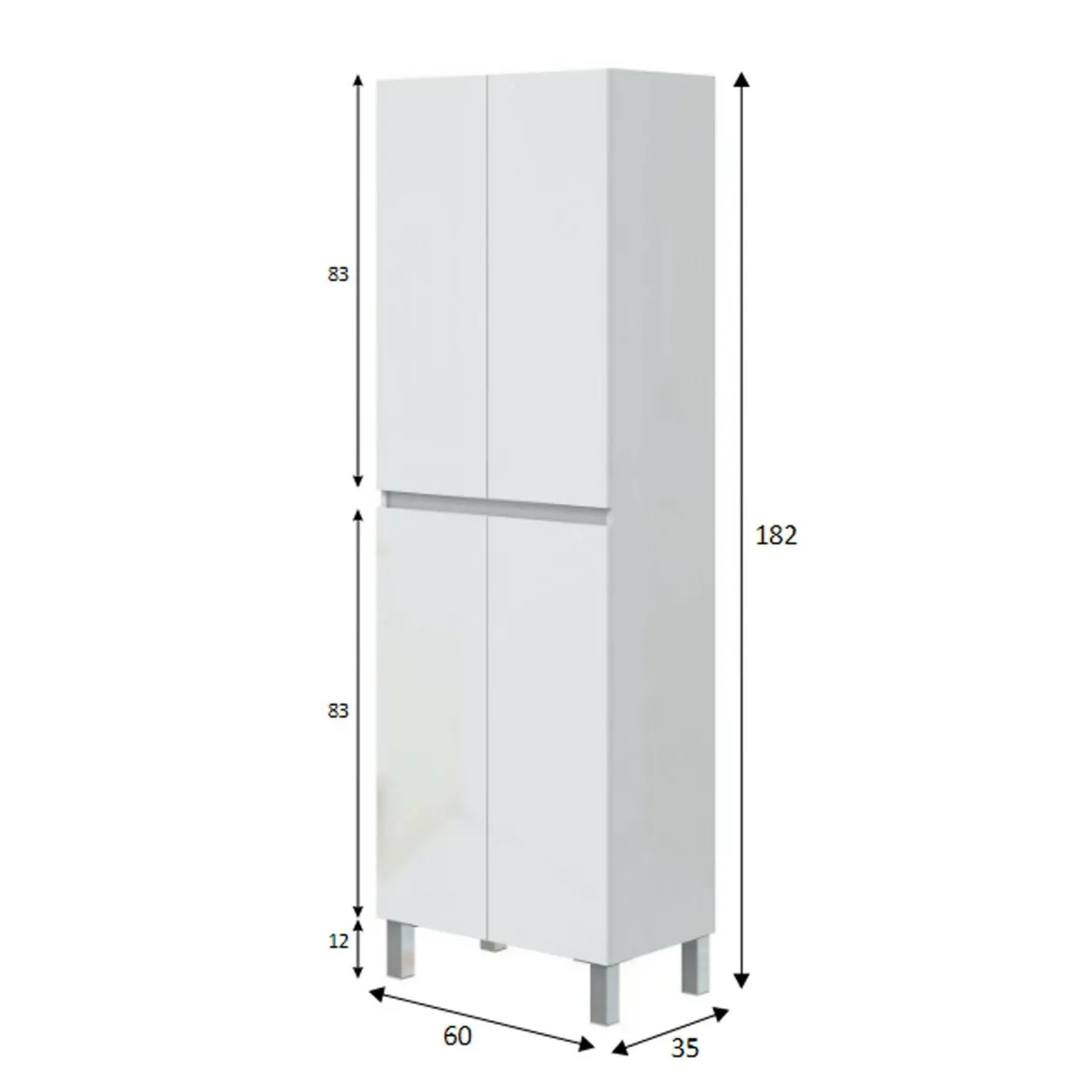 Colonna lavanderia 4 ante 60x182h cm bianco lucido - Fabian