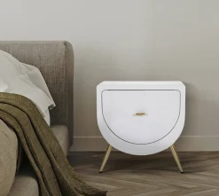 Comodino 1 anta bianco e oro 50x32x50h cm - Suze