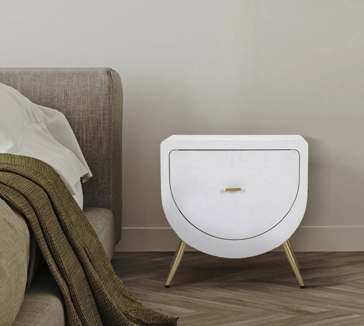 Comodino 1 anta bianco e oro 50x32x50h cm - Suze