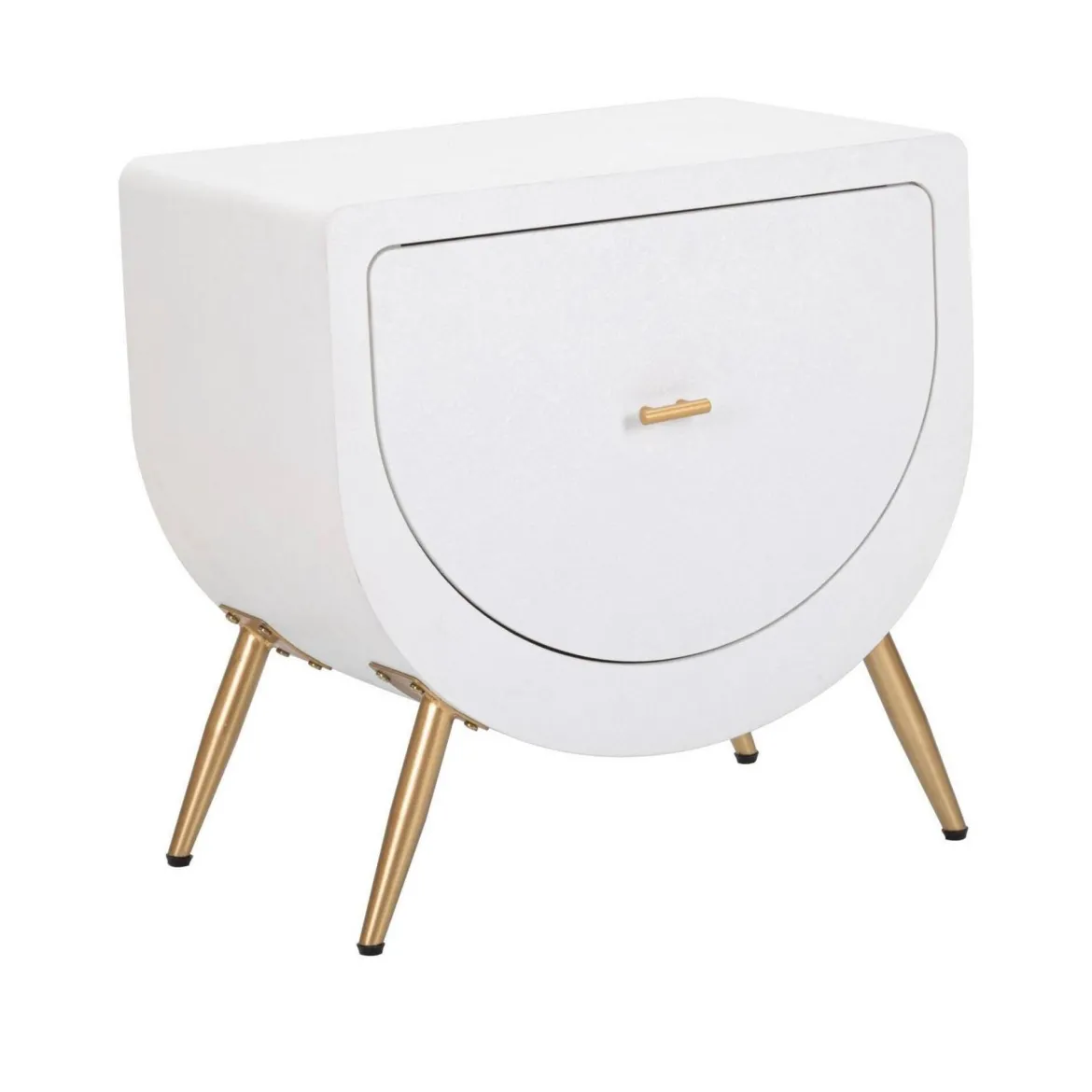 Comodino 1 anta bianco e oro 50x32x50h cm - Suze