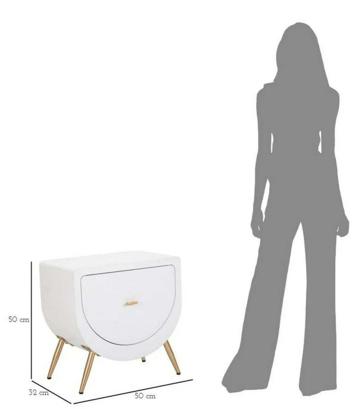Comodino 1 anta bianco e oro 50x32x50h cm - Suze
