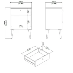 Comodino 1 anta bianco 50x39x72h cm - Antenati
