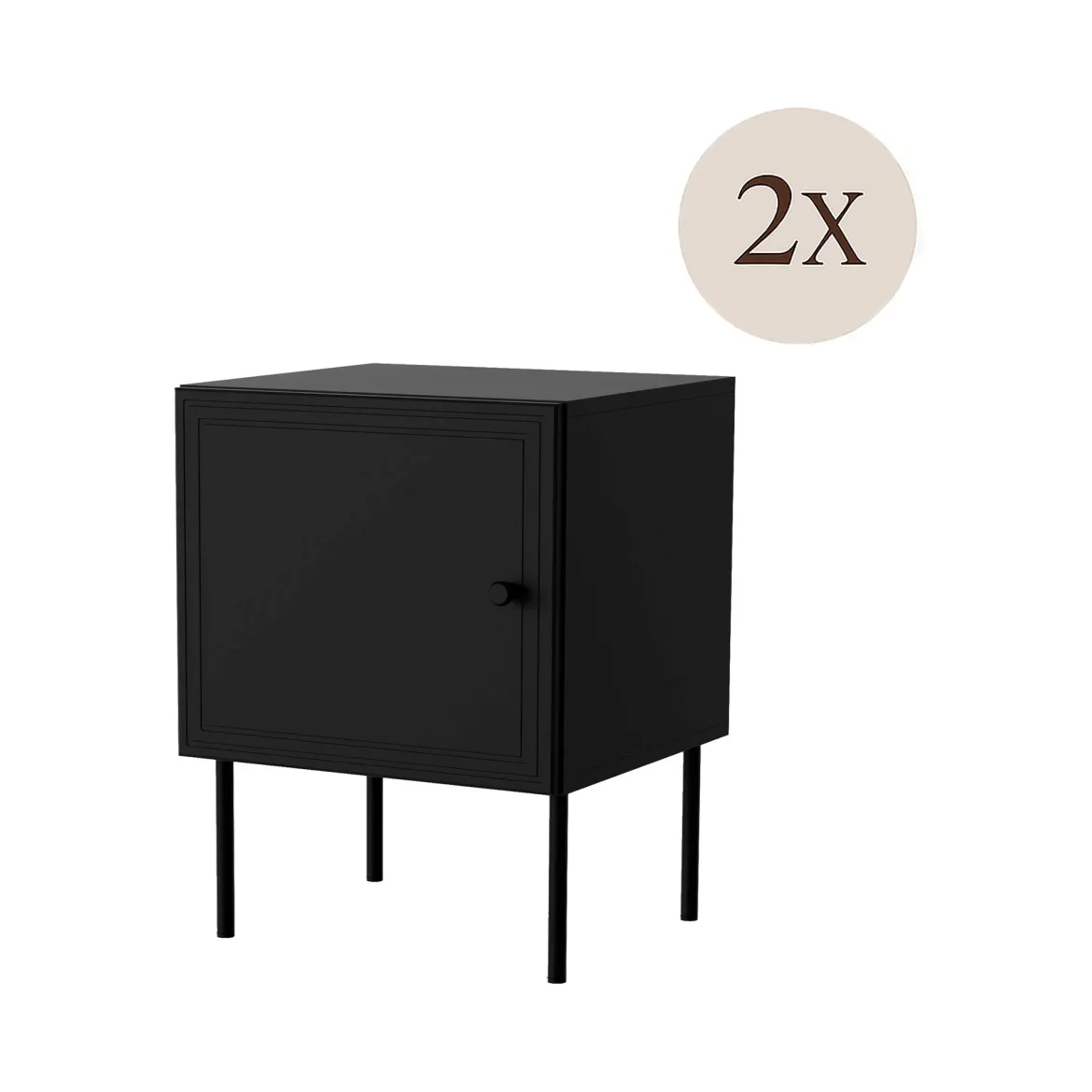 Comodino 1 anta nero 45x39x59h cm - Set di 2 comodini Crecchio