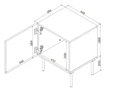 Comodino 1 anta nero 45x39x59h cm - Set di 2 comodini Crecchio