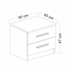 Comodino basso bianco 50x47x40h cm - Iune