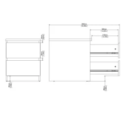 Comodino Beige 2 Cassetti un Ripiano 40x40x50h cm, Apertura Scorrevole - Azar