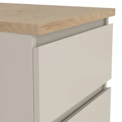Comodino Beige 2 Cassetti un Ripiano 40x40x50h cm, Apertura Scorrevole - Azar