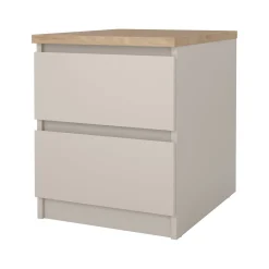 Comodino Beige 2 Cassetti un Ripiano 40x40x50h cm, Apertura Scorrevole - Azar