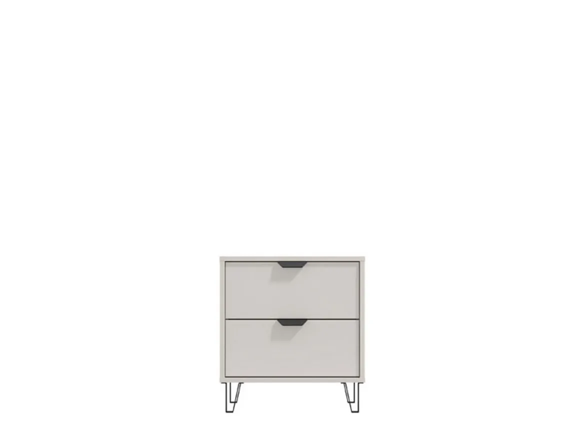 Comodino Beige Nero un Ripiano 2 Cassetti 48x40x52h cm, Apertura Scorrevole - Scarlino