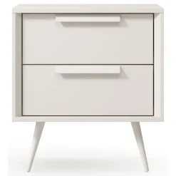 Comodino Bianco Cashmere 2 Cassetti un Ripiano 52x40x57h cm, Apertura Scorrevole - Garo