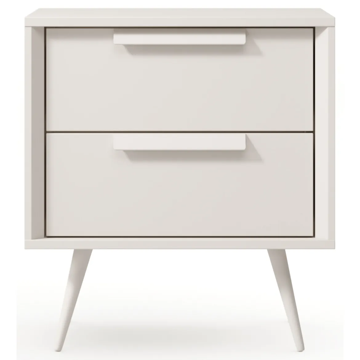 Comodino Bianco Cashmere 2 Cassetti un Ripiano 52x40x57h cm, Apertura Scorrevole - Garo