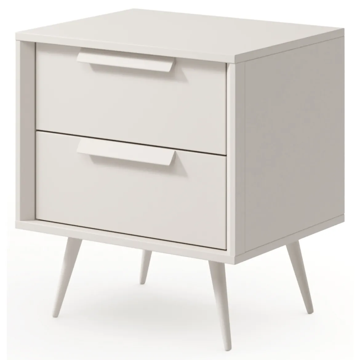 Comodino Bianco Cashmere 2 Cassetti un Ripiano 52x40x57h cm, Apertura Scorrevole - Garo