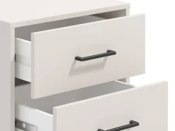 Comodino Bianco Crema Nero un Ripiano 2 Cassetti 48x40x52h cm, Apertura Scorrevole - Clanezzo