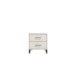 Comodino Bianco Crema Nero un Ripiano 2 Cassetti 48x40x52h cm, Apertura Scorrevole - Clanezzo