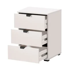 Comodino Bianco Crema Nero un Ripiano 3 Cassetti 45x40x63h cm, Apertura Scorrevole - Talana