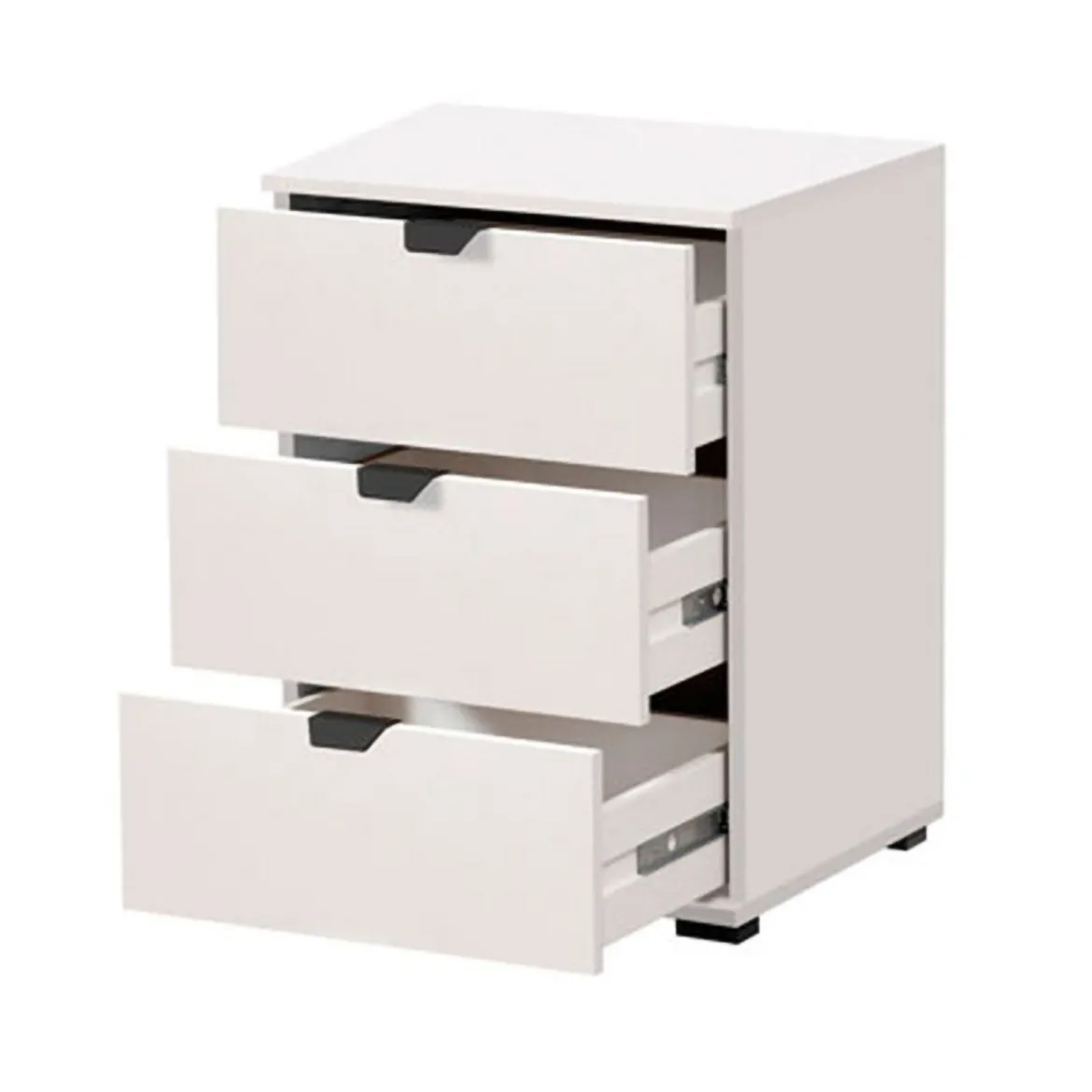 Comodino Bianco Crema Nero un Ripiano 3 Cassetti 45x40x63h cm, Apertura Scorrevole - Talana