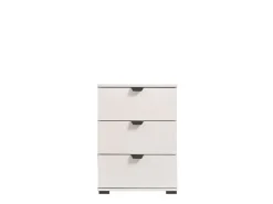 Comodino Bianco Crema Nero un Ripiano 3 Cassetti 45x40x63h cm, Apertura Scorrevole - Talana
