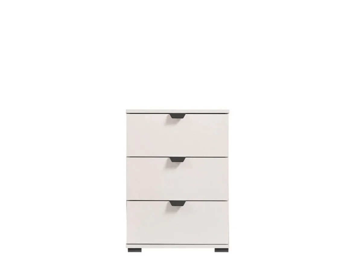 Comodino Bianco Crema Nero un Ripiano 3 Cassetti 45x40x63h cm, Apertura Scorrevole - Talana