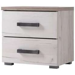 Comodino Bianco Larice Marrone Rovere Scuro 2 Cassetti un Ripiano 44.5x33.5x43h cm, Apertura Scorrevole - Roncello