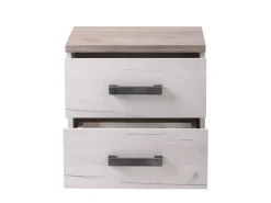 Comodino Bianco Larice Marrone Rovere Scuro 2 Cassetti un Ripiano 44.5x33.5x43h cm, Apertura Scorrevole - Roncello