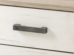 Comodino Bianco Larice Marrone Rovere Scuro 2 Cassetti un Ripiano 44.5x33.5x43h cm, Apertura Scorrevole - Roncello