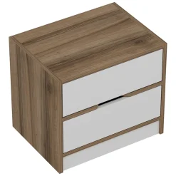 Comodino Bianco Marrone Noce 4 Cassetti Apertura Scorrevole 54x40x47h cm, Chiusura Scorrevole - Legnago