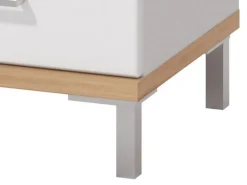 Comodino Bianco Marrone Rovere 3 Cassetti un Ripiano 45x40x69h cm, Apertura Scorrevole - Savino