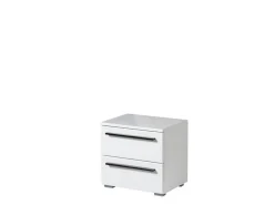 Comodino Bianco Nero 2 Cassetti un Ripiano 44.5x33.5x42.5h cm, Apertura Scorrevole - Mosso