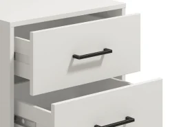 Comodino Bianco Nero un Ripiano 2 Cassetti 48x40x55h cm, Apertura Scorrevole - Combatte