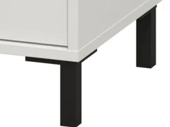 Comodino Bianco Nero un Ripiano 2 Cassetti 48x40x55h cm, Apertura Scorrevole - Combatte