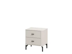 Comodino Bianco Nero un Ripiano 3 Cassetti 45x40x63h cm, Apertura Scorrevole - Talana