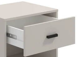 Comodino Bianco Nero un Ripiano un Cassetto 48x40x52h cm, Apertura Scorrevole - Cavaglia