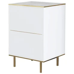 Comodino Bianco oro un Ripiano Apertura Battente 40x35x60h cm, Un'anta - Vestone