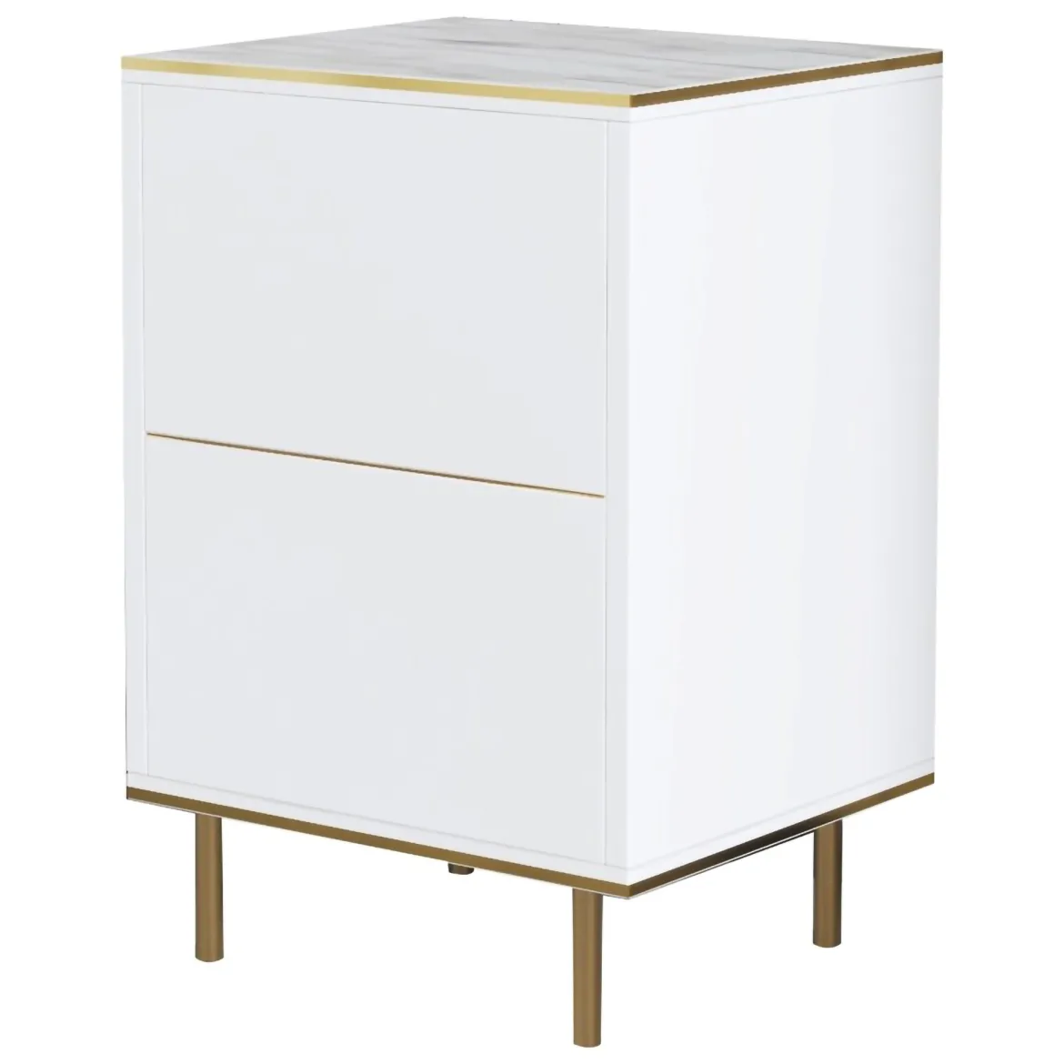 Comodino Bianco oro un Ripiano Apertura Battente 40x35x60h cm, Un'anta - Vestone