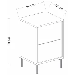 Comodino Bianco oro un Ripiano Apertura Battente 40x35x60h cm, Un'anta - Vestone