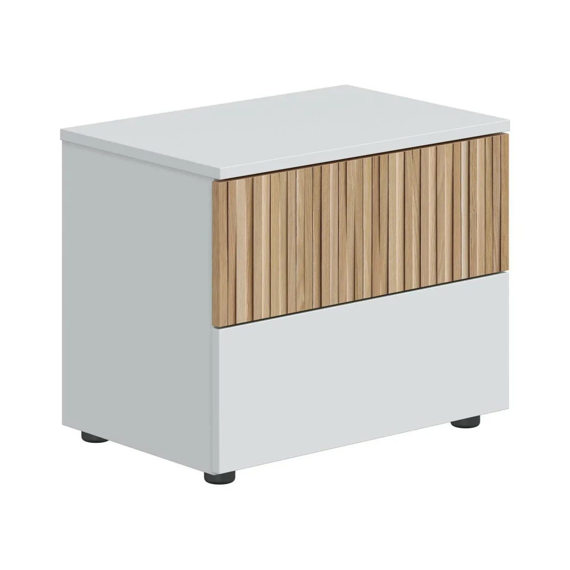 Comodino cannettato bianco e rovere 50x41x34h cm - Josie