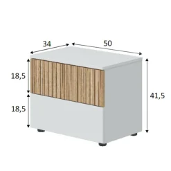Comodino cannettato bianco e rovere 50x41x34h cm - Josie