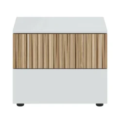Comodino cannettato bianco e rovere 50x41x34h cm - Josie